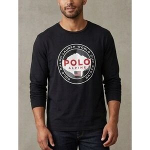 Polo Ralph Lauren Mens XL Black Alpine World Cup Racing Long Sleeve T-Shirt